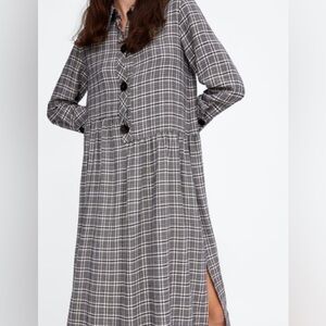 Zara Black Plaid Midi Dress